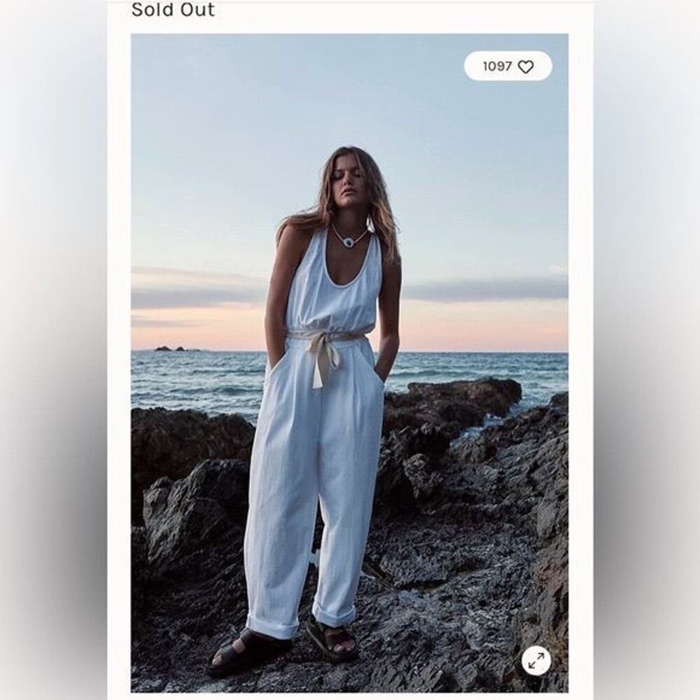 Free People Beach Axel Open Back Wide Leg Jumpsuit White S